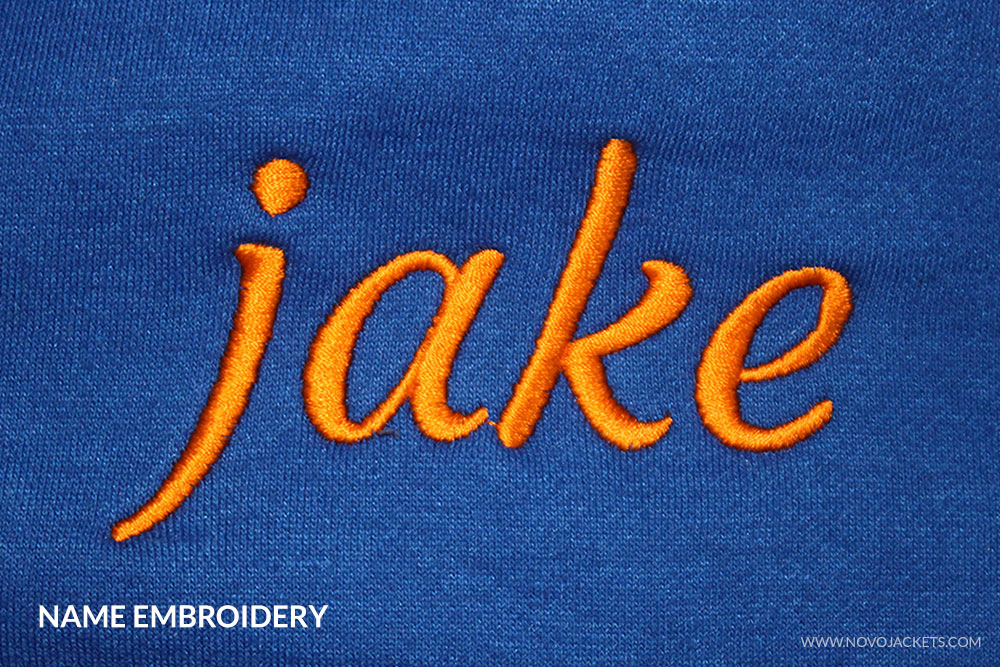 Name Embroidery Example Varsity Jackets