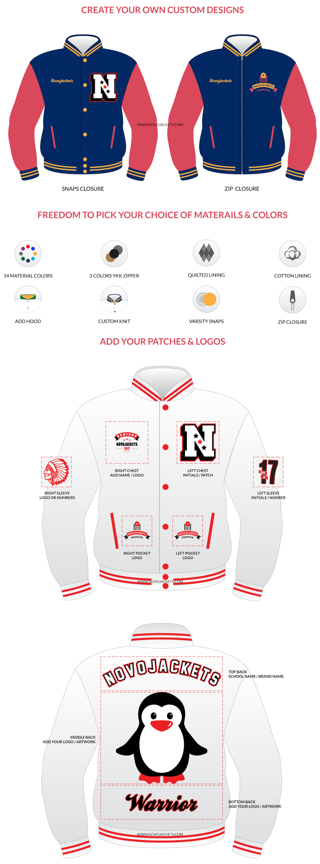 Wool Letterman Jackets Custom, Design Class of 2017 Jackets